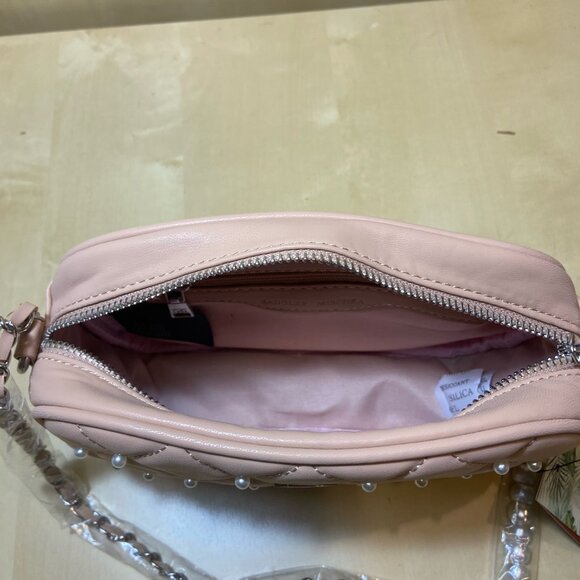 Badgley Mischka Vegan Leather Quilted Pearl Crossbody – Blush Pink - Picture 4 of 7